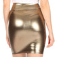Sakkas Women's Shiny Metallic Liquid High Waist Pencil Skirt