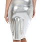 Sakkas Women's Shiny Metallic Liquid High Waist Pencil Skirt