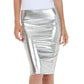 Sakkas Women's Shiny Metallic Liquid High Waist Pencil Skirt