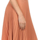 Sakkas Knee Length Pleated A-Line Skirt with Skinny Belt