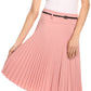 Sakkas Knee Length Pleated A-Line Skirt with Skinny Belt