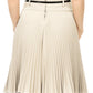 Sakkas Knee Length Pleated A-Line Skirt with Skinny Belt