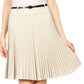 Sakkas Knee Length Pleated A-Line Skirt with Skinny Belt