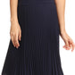 Sakkas Knee Length Pleated A-Line Skirt with Skinny Belt