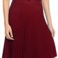 Sakkas Knee Length Pleated A-Line Skirt with Skinny Belt