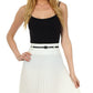 Sakkas Knee Length Pleated A-Line Skirt with Skinny Belt