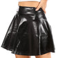 Sakkas Womens Liquid Metallic Stretchy Flared Sporty Mini Skater Skirt  USA Made