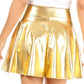 Sakkas Womens Liquid Metallic Stretchy Flared Sporty Mini Skater Skirt  USA Made