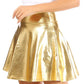 Sakkas Womens Liquid Metallic Stretchy Flared Sporty Mini Skater Skirt  USA Made
