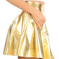 Sakkas Womens Liquid Metallic Stretchy Flared Sporty Mini Skater Skirt  USA Made
