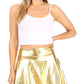 Sakkas Womens Liquid Metallic Stretchy Flared Sporty Mini Skater Skirt  USA Made