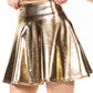 Sakkas Womens Liquid Metallic Stretchy Flared Sporty Mini Skater Skirt  USA Made