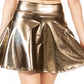 Sakkas Womens Liquid Metallic Stretchy Flared Sporty Mini Skater Skirt  USA Made
