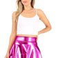 Sakkas Womens Liquid Metallic Stretchy Flared Sporty Mini Skater Skirt  USA Made