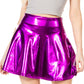 Sakkas Womens Liquid Metallic Stretchy Flared Sporty Mini Skater Skirt  USA Made