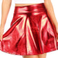 Sakkas Womens Liquid Metallic Stretchy Flared Sporty Mini Skater Skirt  USA Made