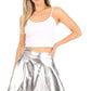 Sakkas Womens Liquid Metallic Stretchy Flared Sporty Mini Skater Skirt  USA Made