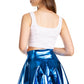 Sakkas Womens Liquid Metallic Stretchy Flared Sporty Mini Skater Skirt  USA Made