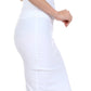 Sakkas Petite High Waist Stretch Pencil Skirt with Four Button Detail