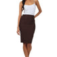 Sakkas Petite High Waist Stretch Pencil Skirt with Shirred Waist Detail