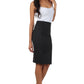 Sakkas Petite High Waist Stretch Pencil Skirt with Shirred Waist Detail
