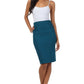 Sakkas Petite High Waist Stretch Pencil Skirt with Shirred Waist Detail