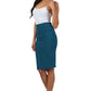 Sakkas Petite High Waist Stretch Pencil Skirt with Shirred Waist Detail