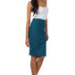 Sakkas Petite High Waist Stretch Pencil Skirt with Shirred Waist Detail