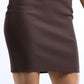 High Waist Stretch Pencil Skirt with Button Detail