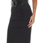 Sakkas Petite High Waist Shirred Stretch Pencil Skirt with Wide Belt