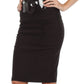 Sakkas Petite High Waist Shirred Stretch Pencil Skirt with Wide Belt