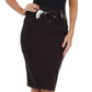 Sakkas Petite High Waist Shirred Stretch Pencil Skirt with Wide Belt