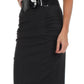 Sakkas Petite High Waist Shirred Stretch Pencil Skirt with Wide Belt