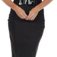 Sakkas Petite High Waist Shirred Stretch Pencil Skirt with Wide Belt