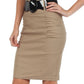 Sakkas Petite High Waist Shirred Stretch Pencil Skirt with Wide Belt