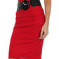 Sakkas Petite High Waist Shirred Stretch Pencil Skirt with Wide Belt