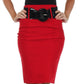 Sakkas Petite High Waist Shirred Stretch Pencil Skirt with Wide Belt