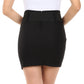 Sakkas Petite Shirred Stretch Pencil Short Skirt with Wide Belt