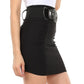 Sakkas Petite Shirred Stretch Pencil Short Skirt with Wide Belt