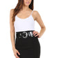 Sakkas Petite Shirred Stretch Pencil Short Skirt with Wide Belt