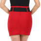Sakkas Petite Shirred Stretch Pencil Short Skirt with Wide Belt