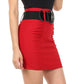 Sakkas Petite Shirred Stretch Pencil Short Skirt with Wide Belt