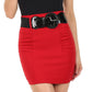 Sakkas Petite Shirred Stretch Pencil Short Skirt with Wide Belt