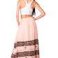 Sakkas Sandra Women's Casual Long Maxi Boho Gypsy Skirt Elastic Waist & Pockets