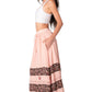 Sakkas Sandra Women's Casual Long Maxi Boho Gypsy Skirt Elastic Waist & Pockets