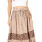 Sakkas Sandra Women's Casual Long Maxi Boho Gypsy Skirt Elastic Waist & Pockets