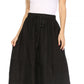 Sakkas Sandra Women's Casual Long Maxi Boho Gypsy Skirt Elastic Waist & Pockets