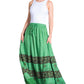 Sakkas Sandra Women's Casual Long Maxi Boho Gypsy Skirt Elastic Waist & Pockets
