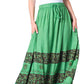 Sakkas Sandra Women's Casual Long Maxi Boho Gypsy Skirt Elastic Waist & Pockets