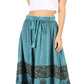 Sakkas Sandra Women's Casual Long Maxi Boho Gypsy Skirt Elastic Waist & Pockets